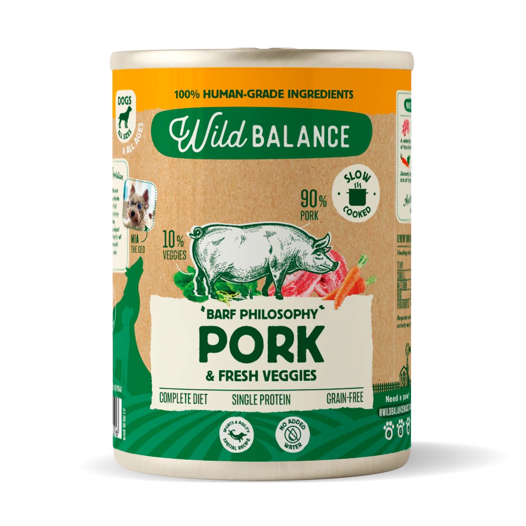 Lata de Cerdo con verduras frescas para Perros (400gr) - Wild Balance