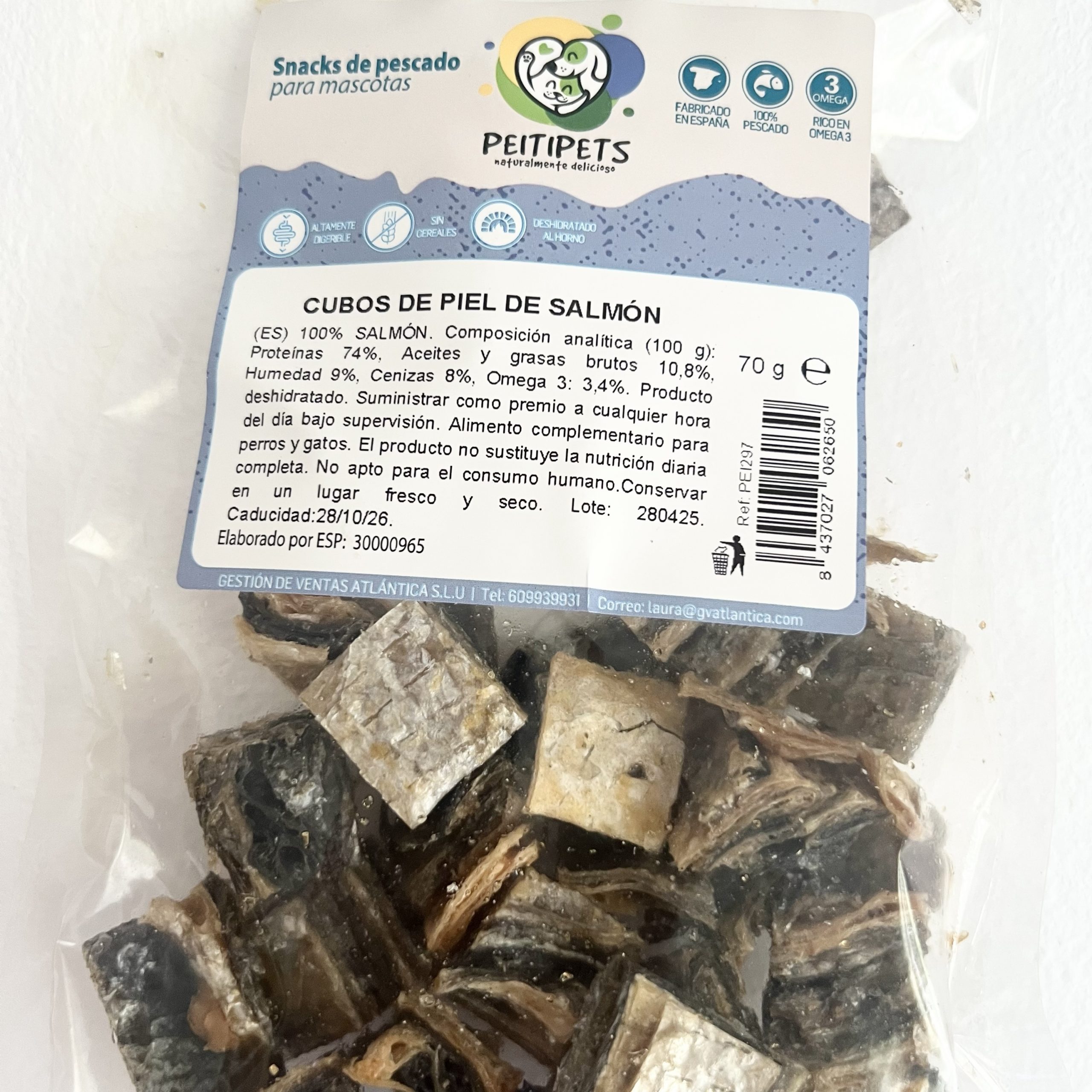 Cubos de Piel de Salmón - 70g - Imagen 2